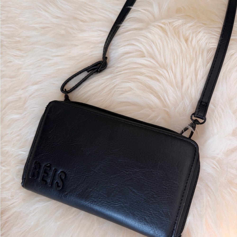 BEIS The Travel Wallet Black Crossbody Bag